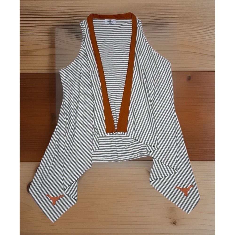 University of Texas Longhorns Orange Geometric Print Sleeveless Duster Vest L XL - Picture 7 of 7